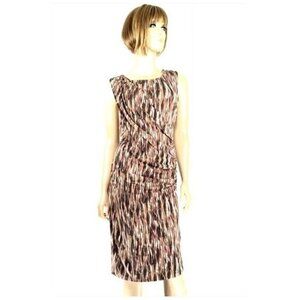 Dana Buchman Dress Women Size Large Brown Multicolor Sleeveless Stretch